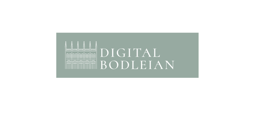 Image of the Digital Bodleian logo. It features the line-art illustration of the exterior of the Divinity School used by all Bodleian Libraries subdivisions, with the words ‘Digital Bodleian’ stacked on the right-hand side of the illustration.